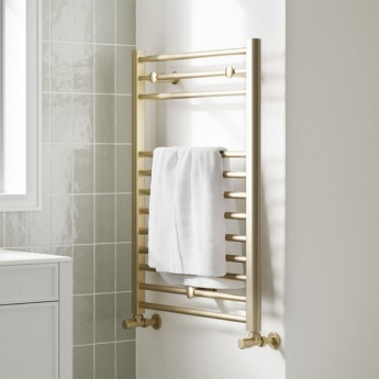 Signature Paragon Straight Heated Towel Rail 800mm H x 500mm W - Brushed Brass