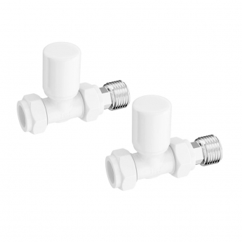 Signature Patterned Straight Radiator Valve Pair - White | Product Image