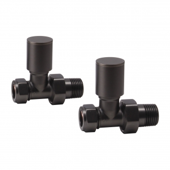Signature Patterned Straight Radiator Valves (Pair) - Matt Black | Product Image