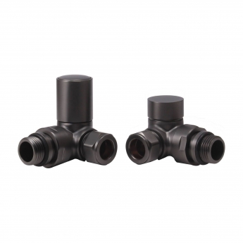 Signature Patterned Corner Radiator Valves (Pair) - Matt Black | Product Image