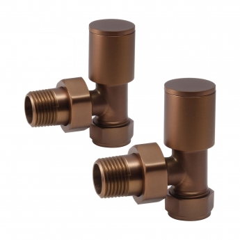 Signature Patterned Angled Radiator Valves (Pair) - Brushed Bronze | Product Image
