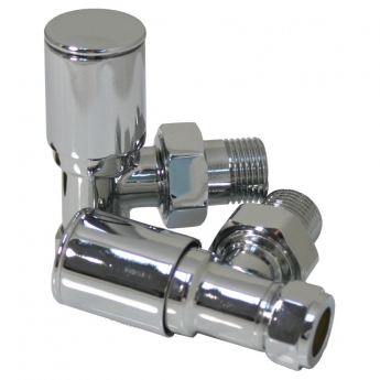 Signature Patterned Angled Radiator Valves (Pair) - Chrome | Product Image