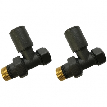 Signature Patterned Straight Radiator Valves (Pair) - Anthracite | Product Image