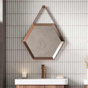 Signature Pietro Hexagonal Bathroom Mirror 433mm H x 500mm W - Bronze