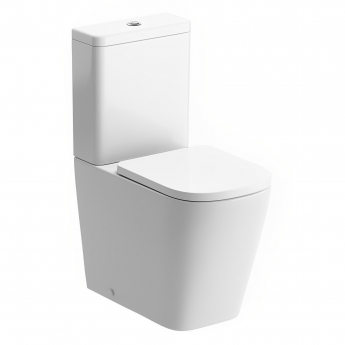 Signature Poseidon Rimless Back to Wall Close Coupled Toilet with Push Button Cistern - Soft Close Seat