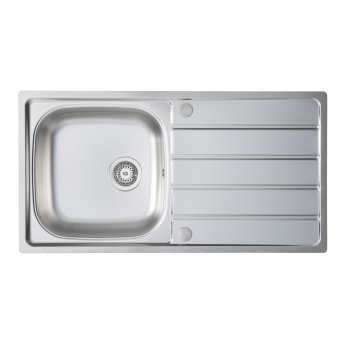Prima 1.0 Bowl Kitchen Sink with Sink Tap and Waste Kit 965mm L x 500mm W - Stainless Steel
