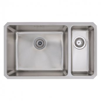 Prima+ R25 1.5 Bowl Undermount Large Kitchen Sink LH with Waste Kit 740mm L x 450mm W - Stainless Steel
