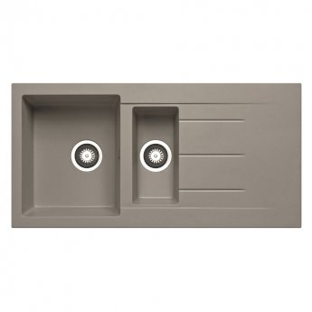 Signature Prima+ Granite Composite 1.5 Bowl Inset Kitchen Sink with Waste Kit 1000mm L x 500mm W - Light Grey