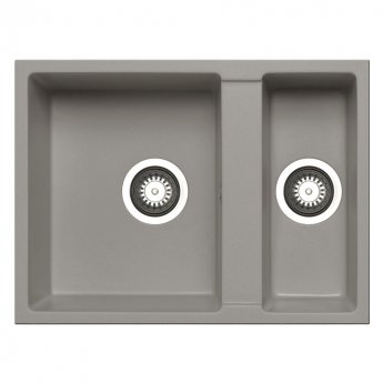 Signature Prima+ Granite Composite 1.5 Bowl Inset Kitchen Sink with Waste 590mm L x 440mm W - Light Grey