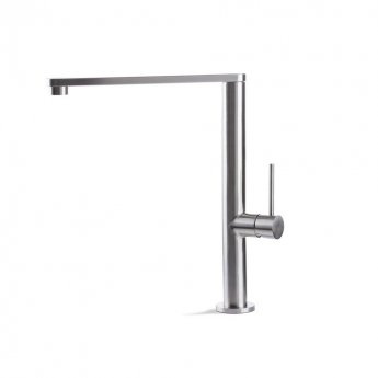 Prima+ Tiber Single Lever Flat Kitchen Sink Mixer Tap - Stainless Steel
