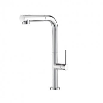 Signature Prima+ Mosa Single Lever L-Shaped Tall Kitchen Sink Mixer Tap - Chrome