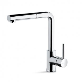 Prima+ Riace Pull Out  Single Lever L-Shaped Kitchen Sink Mixer Tap - Chrome