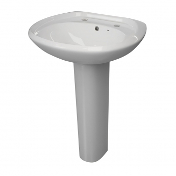 Signature QuikPak Basin and Full Pedestal 573mm Wide - 2 Tap Hole