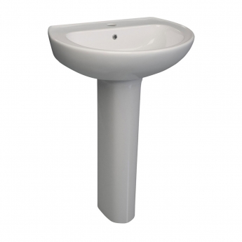 Signature QuikPak Basin and Full Pedestal 573mm Wide - 1 Tap Hole