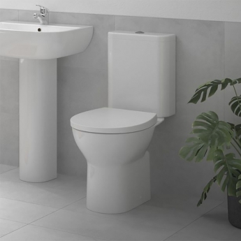 Signature QuikPak Rimless Close Coupled Toilet with Push Button Cistern - Soft Close Seat