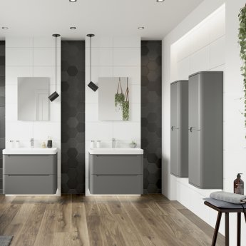 Signature Randers Wall Hung 2-Door Tall Unit 350mm Wide - Matt Grey | Product Image