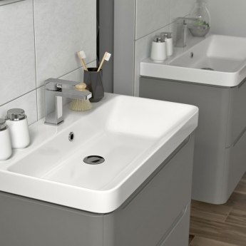 Signature Randers Wall Hung 2-Drawer Vanity Unit with Basin 800mm Wide - White Gloss