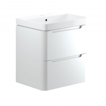 Signature Randers Wall Hung 2-Drawer Vanity Unit with Basin 600mm Wide - White Gloss