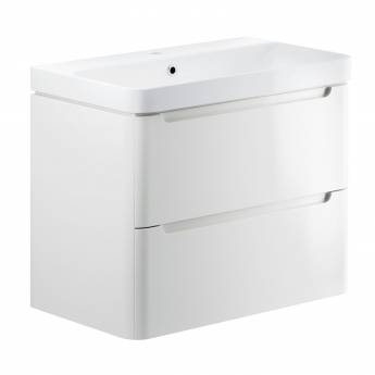 Signature Randers Wall Hung 2-Drawer Vanity Unit with Basin 800mm Wide - White Gloss | Product Image