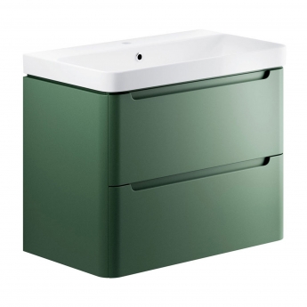 Signature Randers Wall Hung 2-Drawer Vanity Unit with Basin 800mm Wide - Matt Sage Green | Product Image