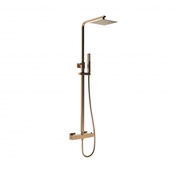 Signature React Square Thermostatic Bar Mixer Shower with Shower Kit + Fixed Head - Brushed Bronze