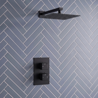 Signature React Thermostatic Dual Concealed Mixer Shower with Fixed Shower Head - Matt Black | Product Image