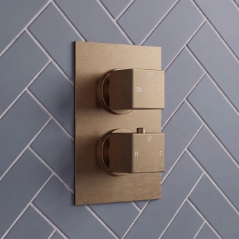 Signature React Thermostatic 1 Outlet Concealed Shower Valve Dual Handle - Brushed Bronze | Product Image