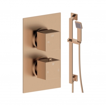 Signature React Thermostatic Concealed Shower Valve with Adjustable Slide Rail Kit - Brushed Bronze | Product Image