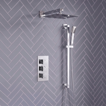 Signature React Thermostatic Triple Concealed Mixer Shower with Shower Kit + Fixed Shower Head - Chrome | Product Image