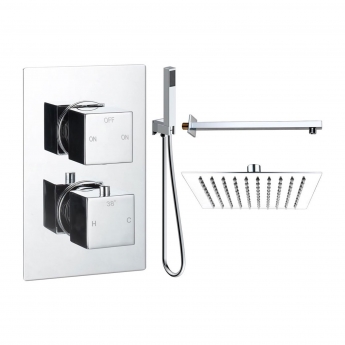 Signature React Thermostatic Dual Concealed Mixer Shower with Shower Kit + Fixed Shower Head - Chrome