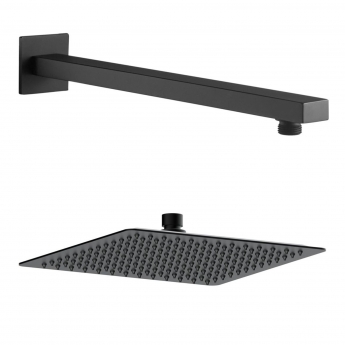 Signature React Thermostatic Dual Concealed Mixer Shower with Shower Kit + Fixed Shower Head - Matt Black | Product Image