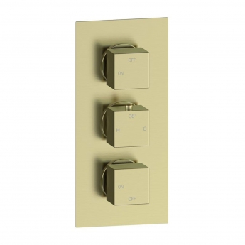 Signature React Thermostatic Triple Concealed Mixer Shower with Shower Kit + Fixed Shower Head - Brushed Brass