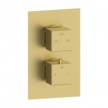 Signature React Thermostatic Dual Concealed Mixer Shower with Shower Kit + Fixed Shower Head - Brushed Brass