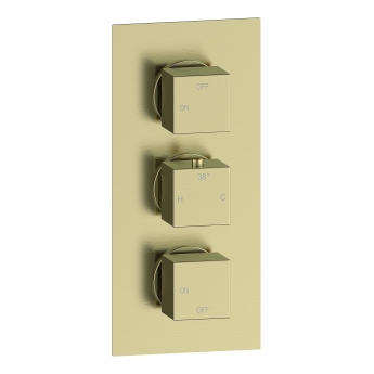Signature React Thermostatic 2 Outlet Concealed Shower Valve Triple Handle - Brushed Brass