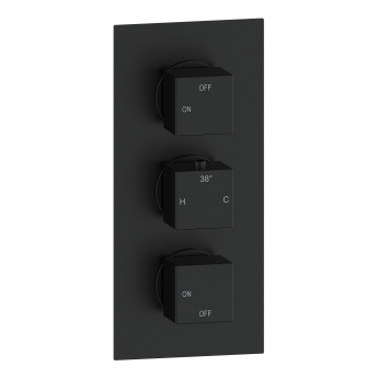 Signature React Thermostatic 2 Outlet Concealed Shower Valve Triple Handle - Matt Black