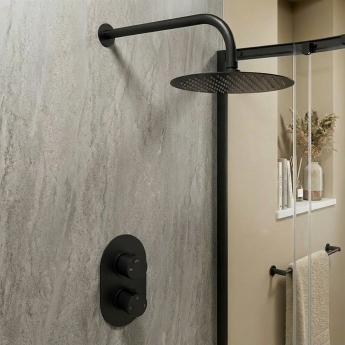 Signature Reflex Thermostatic Dual Concealed Mixer Shower with Fixed Shower Head - Matt Black | Product Image