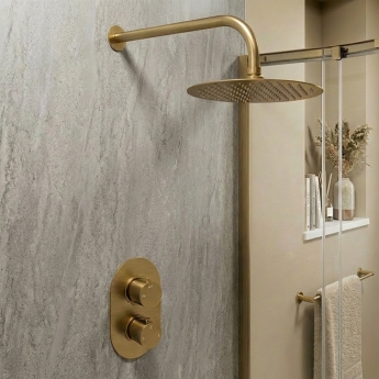 Signature Reflex Thermostatic Dual Concealed Mixer Shower with Fixed Shower Head - Brushed Brass | Product Image