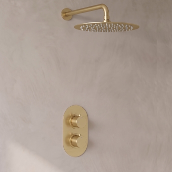Signature Reflex Thermostatic Dual Concealed Mixer Shower with Fixed Shower Head - Brushed Brass | Product Image
