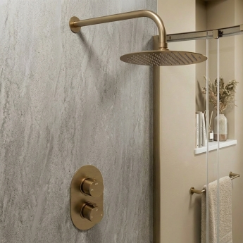 Signature Reflex Thermostatic Dual Concealed Mixer Shower with Fixed Shower Head - Brushed Bronze | Product Image