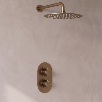 Signature Reflex Thermostatic Dual Concealed Mixer Shower with Fixed Shower Head - Brushed Bronze | Product Image