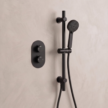 Signature Reflex Thermostatic Concealed Shower Valve with Adjustable Slide Rail Kit - Matt Black | Product Image