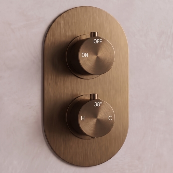 Signature Reflex Thermostatic 1 Outlet Concealed Shower Valve Dual Handle - Brushed Bronze | Product Image