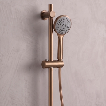 Signature Reflex Round Shower Slide Rail Kit with Three Function Handset - Brushed Bronze | Product Image