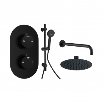Signature Reflex Thermostatic Dual Concealed Mixer Shower with Shower Kit + Fixed Shower Head - Matt Black