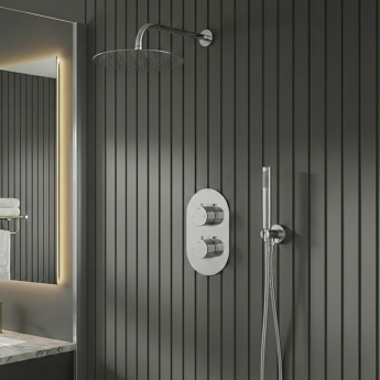 Signature Reflex Thermostatic Dual Concealed Mixer Shower with Shower Kit + Fixed Shower Head - Chrome | Product Image