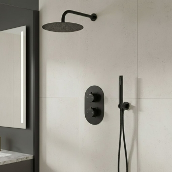 Signature Reflex Thermostatic Dual Concealed Mixer Shower with Shower Kit + Fixed Shower Head - Matt Black | Product Image