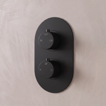 Signature Reflex Thermostatic Dual Concealed Mixer Shower with Shower Kit + Fixed Shower Head - Matt Black | Product Image