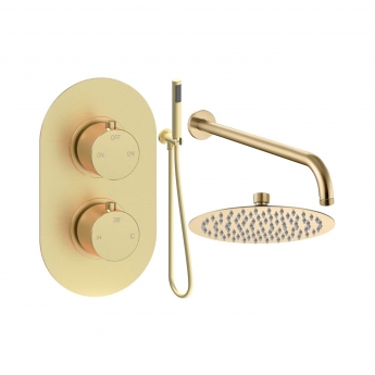 Signature Reflex Thermostatic Dual Concealed Mixer Shower with Shower Kit + Fixed Shower Head - Brushed Brass