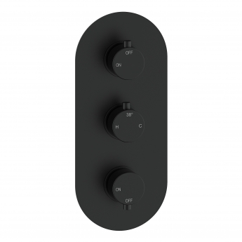 Signature Reflex Thermostatic 2 Outlet Concealed Shower Valve Triple Handle - Matt Black