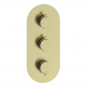 Signature Reflex Thermostatic 2 Outlet Concealed Shower Valve Triple Handle - Brushed Brass